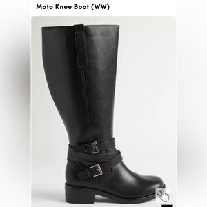 Torrid Black Moto Knee-High Boots 7.5 Extra Wide Calf - up to 19.5 inch